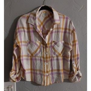 C&C California  Crostop Shirt Button Down, Women S,Rayón, Roll Tab Sleeve